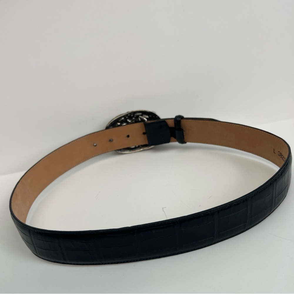 Vintage Brighton 1995 Cherubs Angels Croc Black Belt, Size Large - Picture 3 of 5